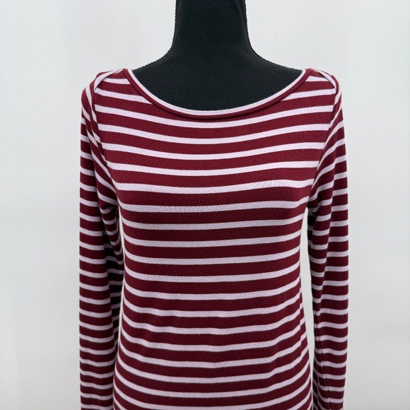 Lou Grey Dress Women XS Red Striped Long Sleeve Terry Super Soft Comfy Stretch - Picture 2 of 11